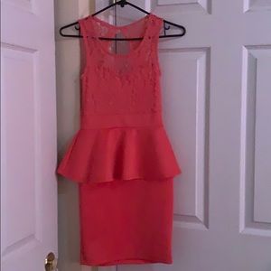 Coral Dress with Lace
